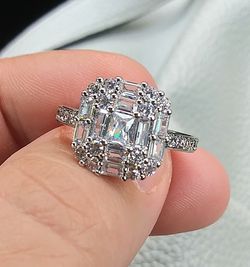 Sterling Silver Ring Size 7/8 Diamond Accent