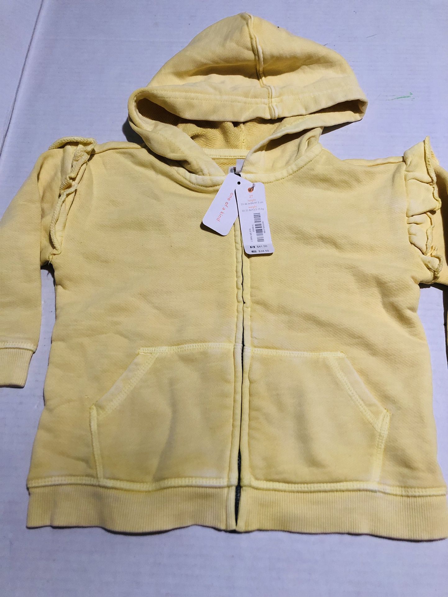 Gymboree Distressed Yellow Zipper Hoodie  Size 2 