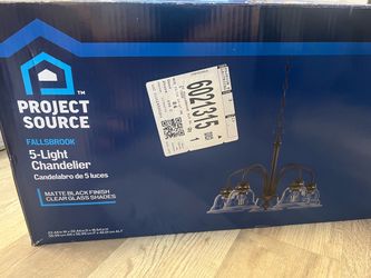 Project Source Fallsbrook 5-Light Matte Black Clear glass Steel Chandelier
