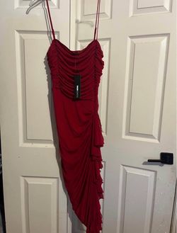 pretty lady ruched midi dress-Red