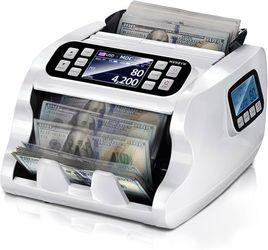 IMC22 Money Counter Machine Mixed Denomination 2Y Manufacturer White No Jams, CIS/UV/IR/MG Detection,Dual-Display,MUL Currency Bill Counter for Busine
