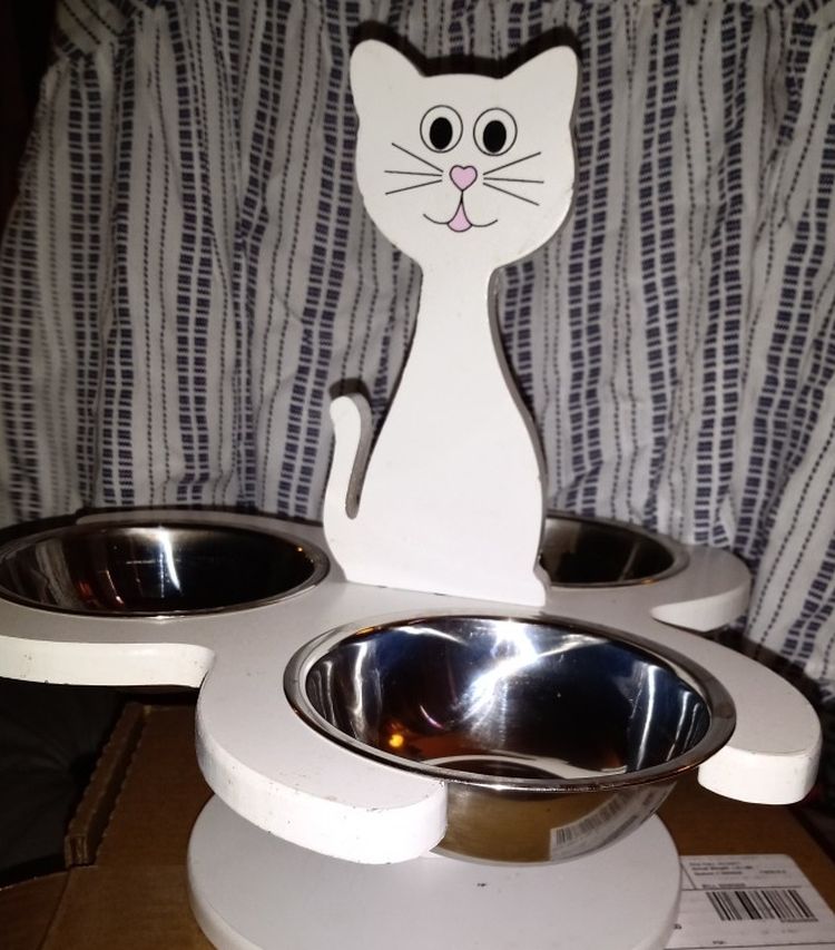 Cute Cat Food And Water Dish