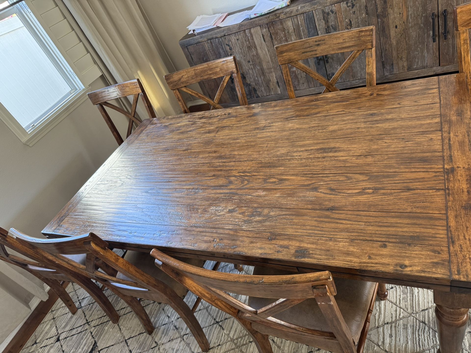 Wooden Extendable Dining Table + 8 Chairs