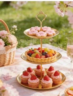 6 Three-Tier Detachable Tray Dessert Stand, Gold Tray, Stainless Steel Cupcake Stand, Suitable For Parties, Weddings, Dessert Table Setups And Ot