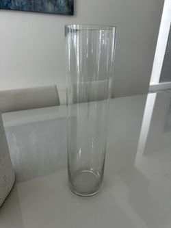Glass Vase Round 16” Tall 4” Diameter