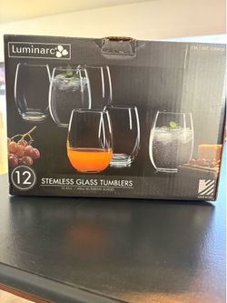 12 stemless glass tumblers