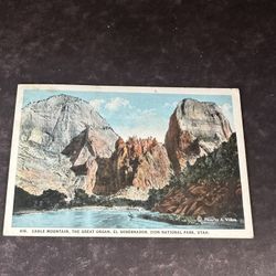 1926 Zion National Park Utah Cable Mountain Great Organ Vintage Postcard