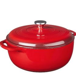 Lodge 7.5 Quart Enameled Cast Iron Dutch Oven with Lid – Dual Handles – Oven Safe up to 500° F or on Stovetop -