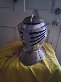 European knight display metal helmet.