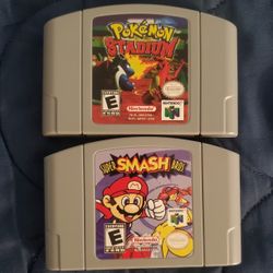 Pokemon Stadium 1 And Super Smash Bros Nintendo 64 Video Game Cartridge 