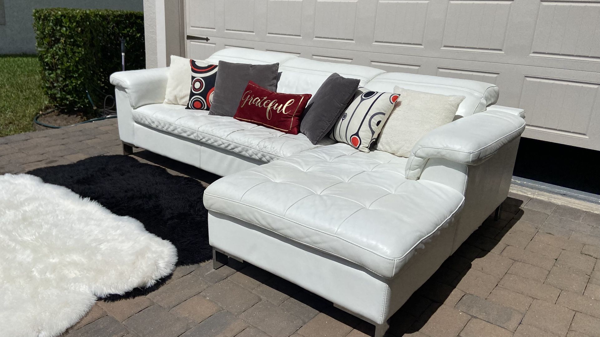 White Leather Sectional
