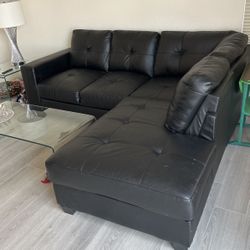 Black Vinyl Sectional 