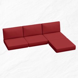 NEW Outdoor 4'' Replacement Cushion Set (7 PIECES) RED WINE COLOR