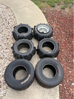 ATV TIRES 4 SANDSTAR TIRES AND 2 SPEEDRACER STREET TIRES
