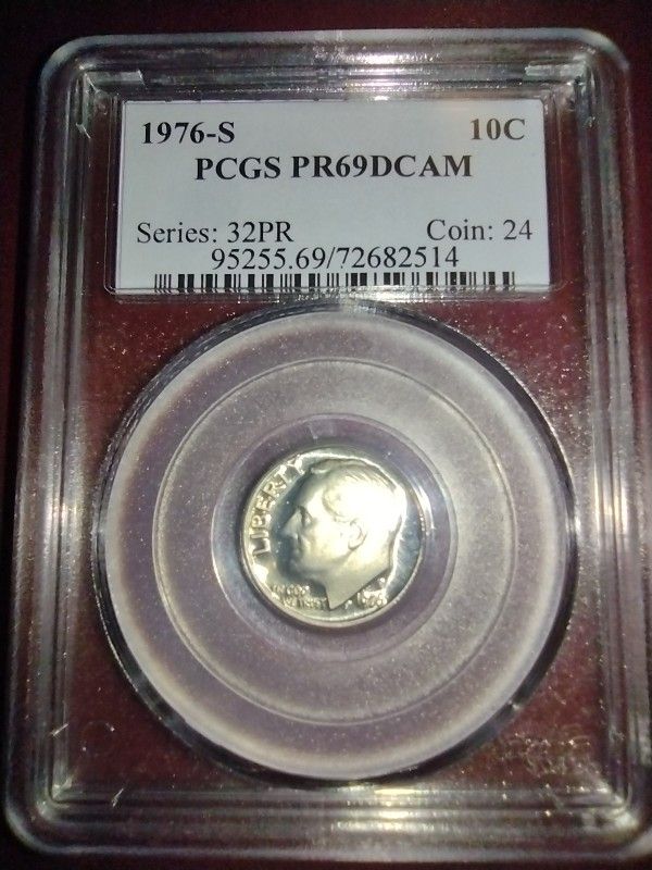1976-S Deep Cameo Proof Roosevelt Dime PCGS Grade 69