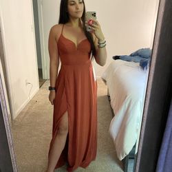 Terracotta Bridesmaids Dress Azazie Darrell Size A2