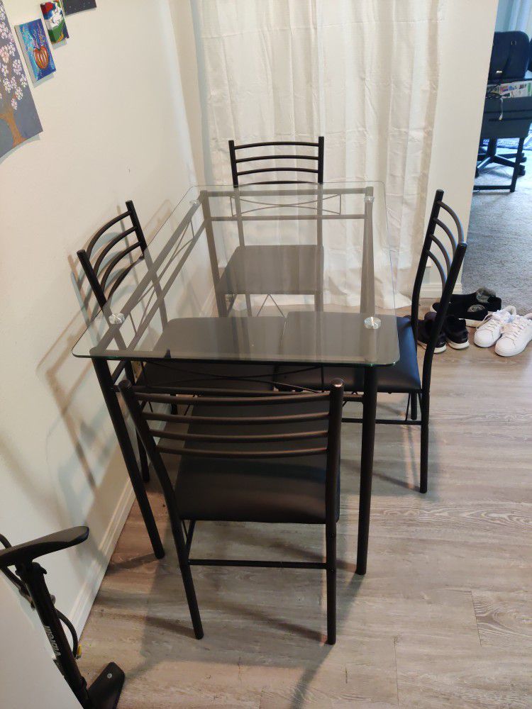 Brand New Glass Dining Table And 4 Chair Set