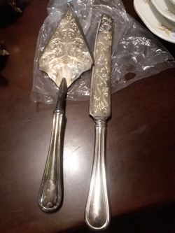 Silver plated cake cutter and cake shovel