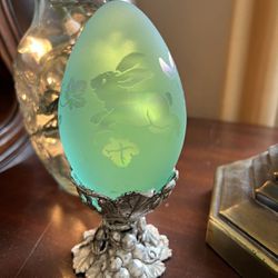 Arthur Court Glass Egg And Pewter🤷‍♀️ Stand - Easter Decor