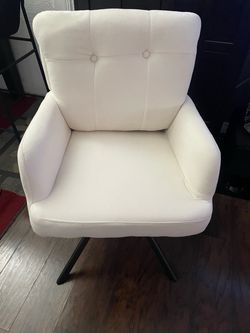 White Tufted Accent Chair with Metal Legs
