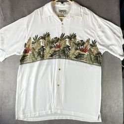 Bamboo Cay Hawaiian Shirt Men L Tropical Rayon Resort Camp Shirt Floral