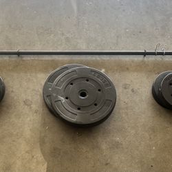 Barbell and Weights 4 10 lbs & 2 25 lbs