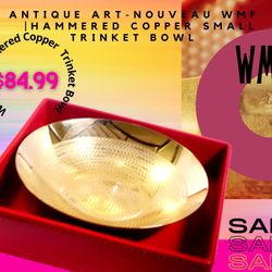 ANTIQUE Art Nouveau WNF Germany/ Hammered Cooper Small Bowl 6”.