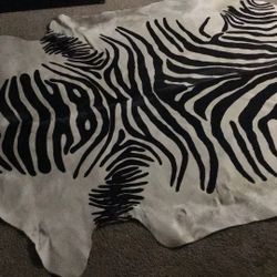 Zebra Painted Cow Hide Ride