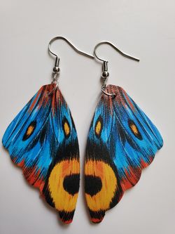 Blue and Orange Butterfly Earrings 
