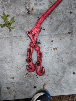 Red Ratchet Load Binder with Chain Hooks