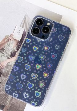 iphone 14 pro max phone case Holographic heart Clear
