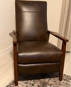 Modern Solid Wood & Leather Recliner