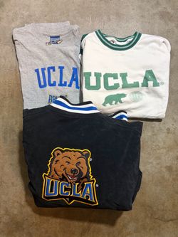 Vintage Y2K UCLA Bruins 3 Piece Bundle Varsity Leather Jacket Crewneck Graphic Tee