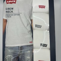 Levi’s Crew Neck Men’s White Shirts Lightweight Undershirt 4 Pack - S, M, L, XL Sizes