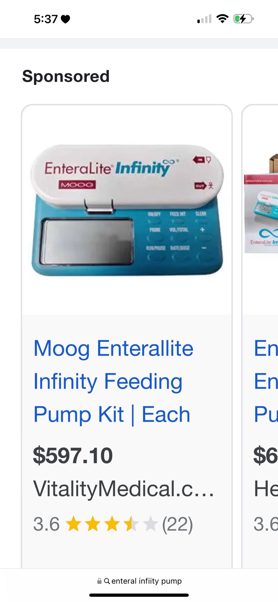 Pick Up Only/ Enteral Feeding Pump By Infinity 