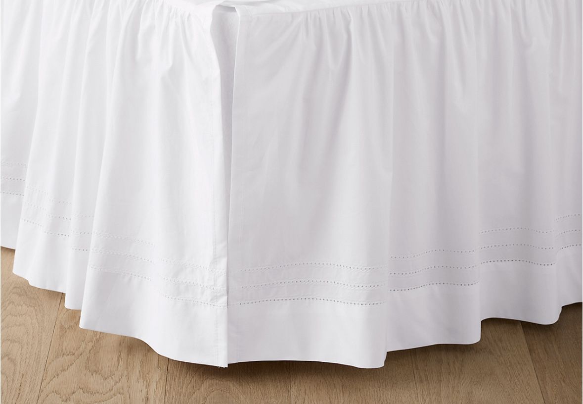 Garnet Hill Bedskirt White Hemstitch Queen