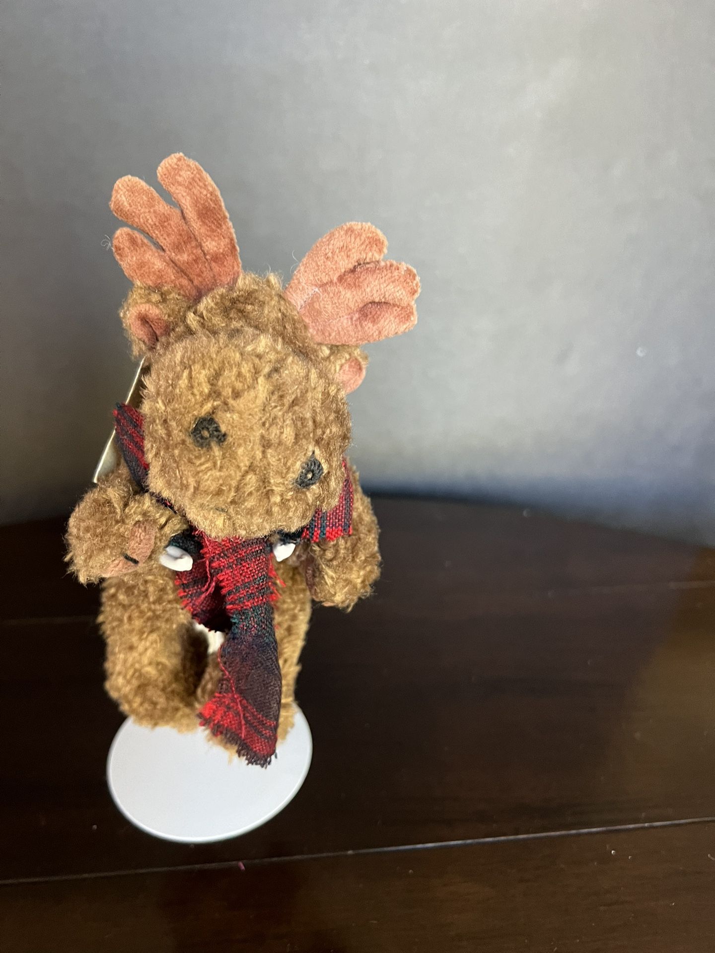  Boyds Bears "Mendel" Moose Plush 7" Red Plaid Scarf Jointed Stuffed Animal