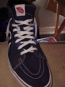 Blue, black and white size 11 high top vans for men