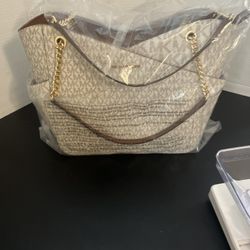 MICHAEL KOLS JET SET SHOULDER TRAVEL TOTE VANILLA 
