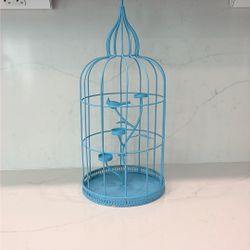 Very Large Beautiful Blue Birdcage Candle Holder Good For Tealights Too Great For Décor 