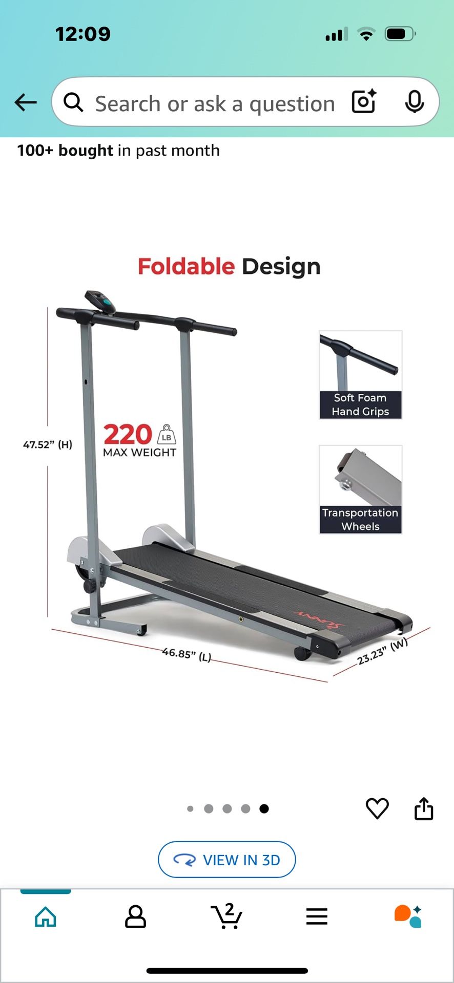 Fold-away Manual Treadmill (incline)
