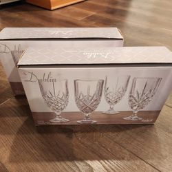 2 new box of Godinger Dublin Shannon Crystal Footed Ice Tea Water Goblets Stemware Set of 4