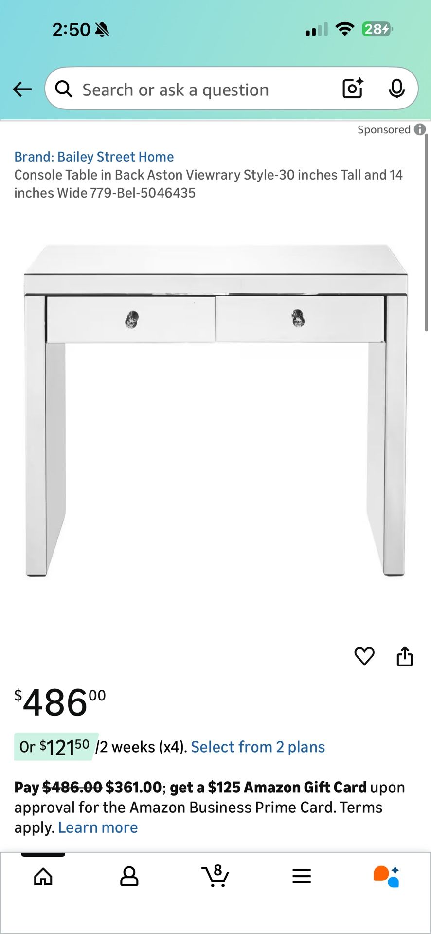 Mirror Desk/ Entry Way Table