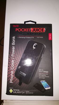Pocket Juice Magnacase phone case power bank in one....Fits Samsung Galaxy s4 phones...Brand new!