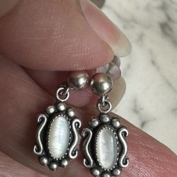 925 Sterling Silver Designer Earrings Mother Of Pearl Dangle 