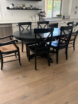 Pottery Barn Black Dining Table with 6 Chairs