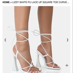 White Lace Up Heels