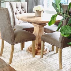 Custom Round  Dining Table  Modern Rustic Set Bench Restoration Hardware Breakfast Nook Table Solid Wood Custom Handcrafted Counter Bar 