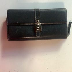 Coach Zipper Tri Fold Leather Wallet 