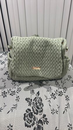 Hannah & Sophia sage green quilted diaper bag backpack